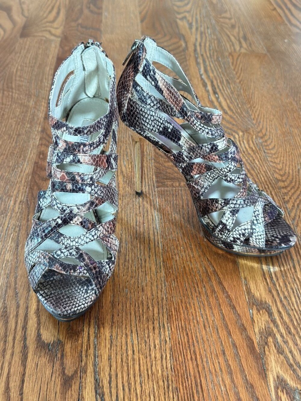 Jennifer Lopez Vivien Snake Print Caged Platform Stiletto Heels Size 9M